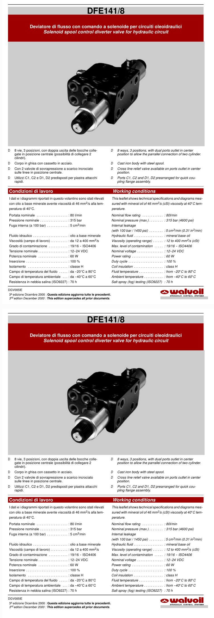 Walvoil液压阀-DFE141_DGV005IE(图1)